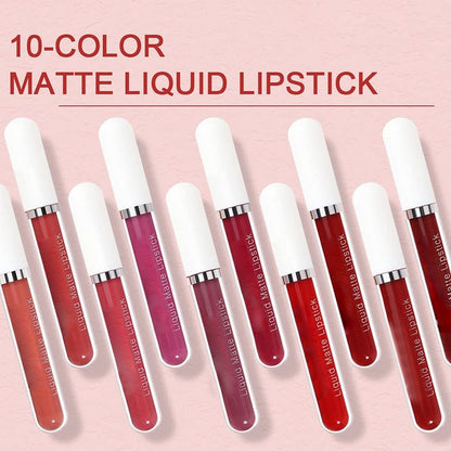 💜10Pcs Matte Waterproof Long Lasting Lip Gloss