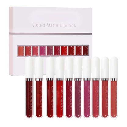 💜10Pcs Matte Waterproof Long Lasting Lip Gloss
