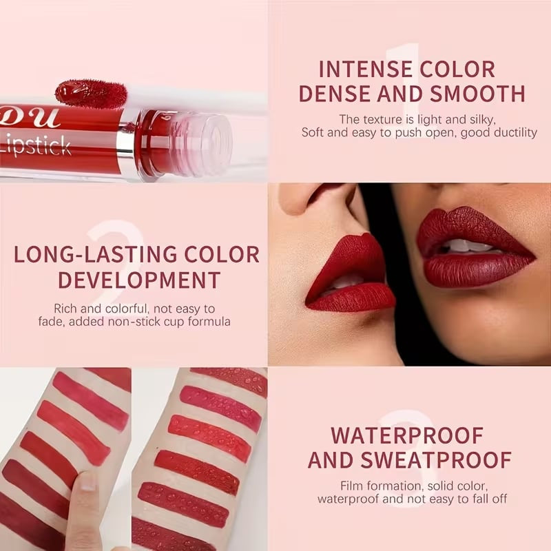 💜10Pcs Matte Waterproof Long Lasting Lip Gloss