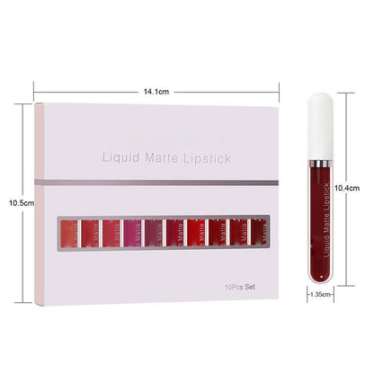 💜10Pcs Matte Waterproof Long Lasting Lip Gloss