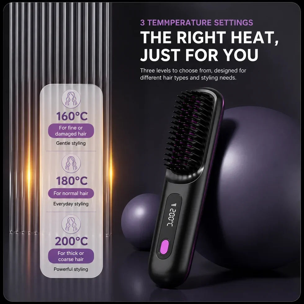 ✨Lisseur Portable Sans Fil Lissage rapide pour cheveux secs, portable et sûr pour retouches quotidiennes