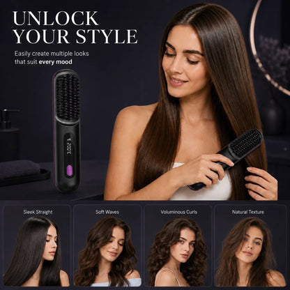 ✨Lisseur Portable Sans Fil Lissage rapide pour cheveux secs, portable et sûr pour retouches quotidiennes