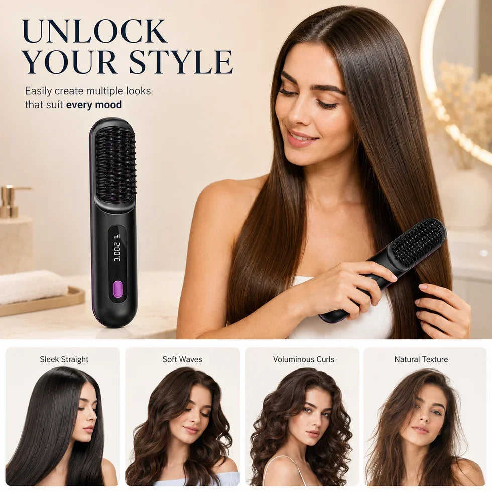 ✨Lisseur Portable Sans Fil Lissage rapide pour cheveux secs, portable et sûr pour retouches quotidiennes