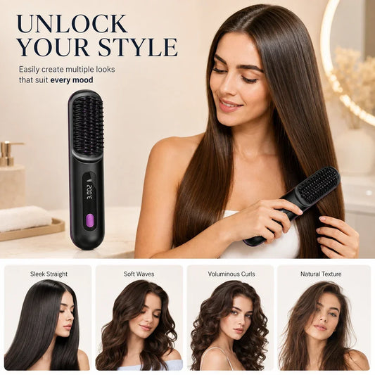 ✨Lisseur Portable Sans Fil Lissage rapide pour cheveux secs, portable et sûr pour retouches quotidiennes